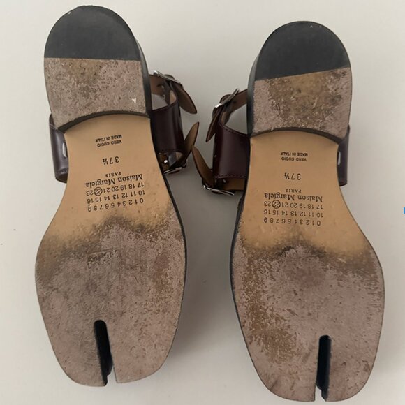 Maison Margiela Tabi Mary Jane Sandals – Burgundy Leather / Iconic Tabi Toe - Picture 5 of 7